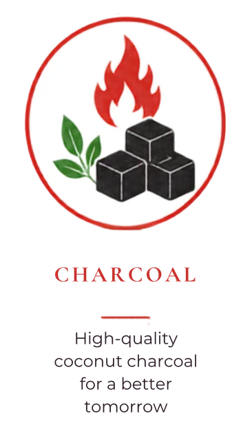 Coconut shell charcoal briquettes